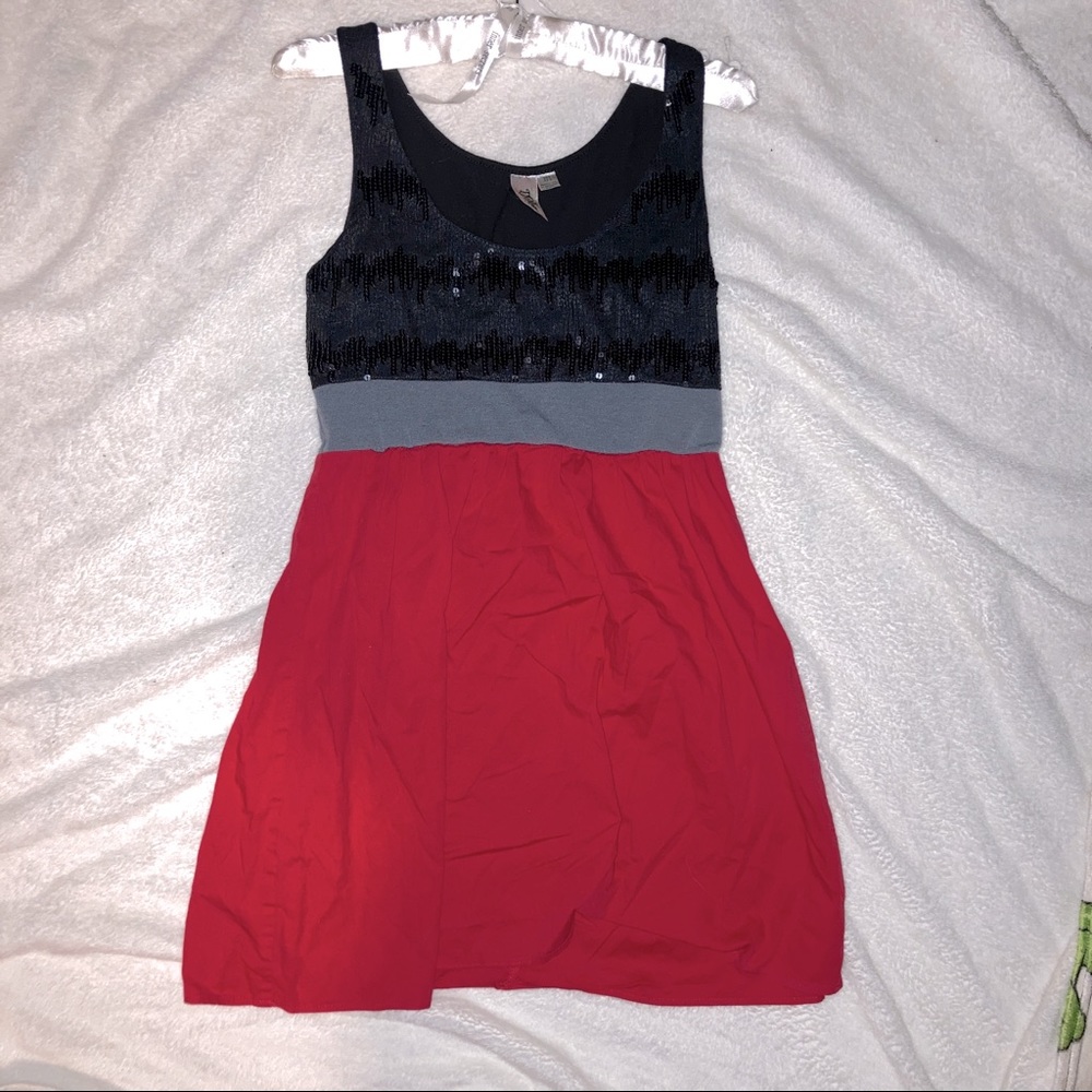 Be Bop Red and Black Color Block Dress